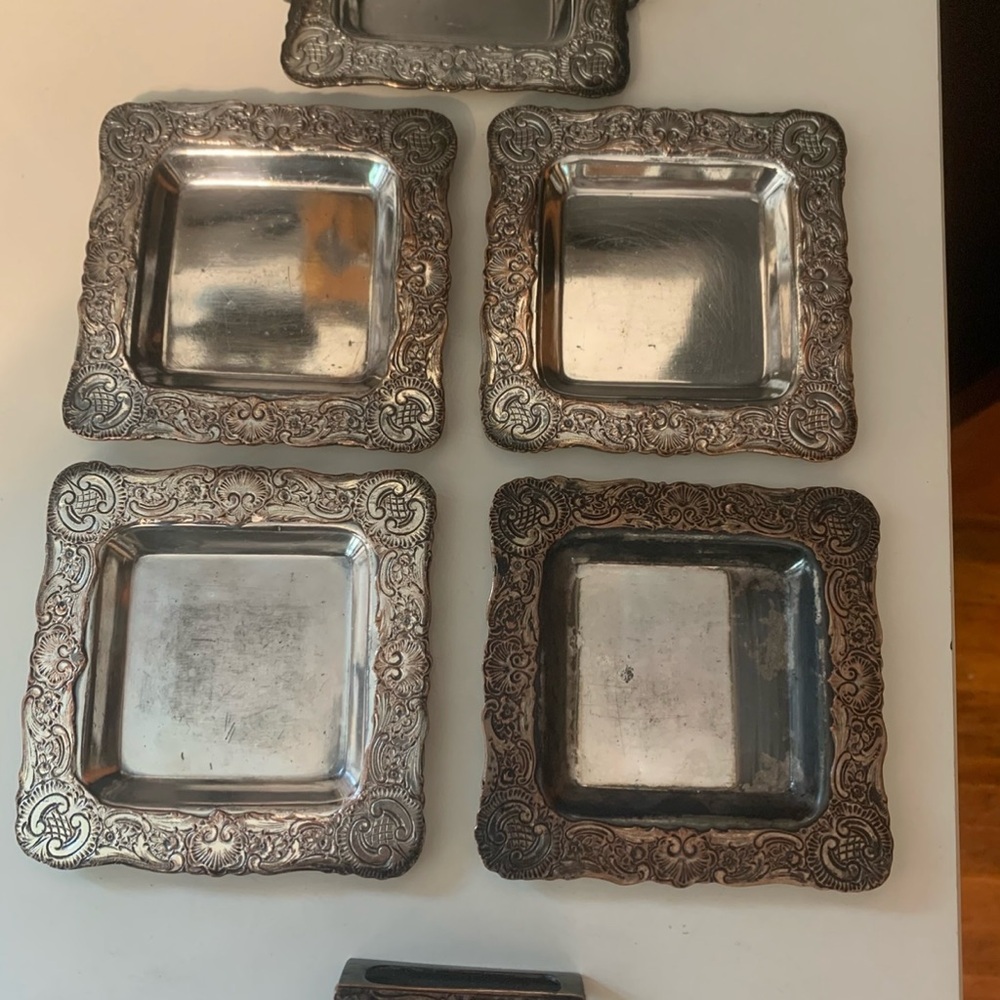 RARE Edwardian Ladies Parlor Ashtray Set w/ Match Box Holder by E.C. Webster&Son - Picture 8 of 16
